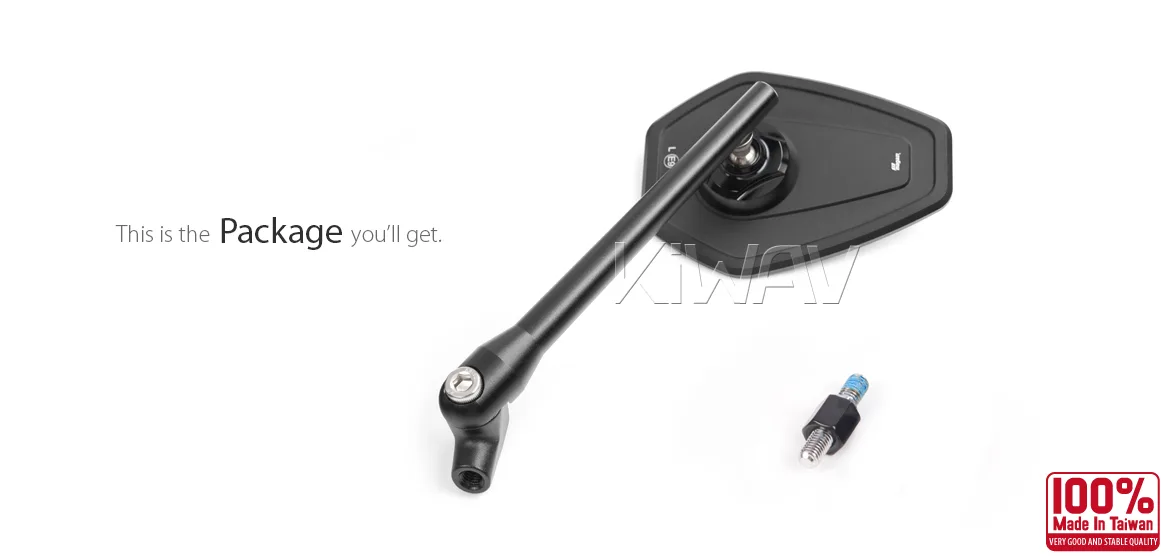 KiWAV motorcycle mirrors Blok 8mm standard threaded a piece