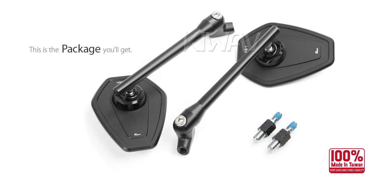 KiWAV motorcycle mirrors Blok 10mm a pair compatible with most BMW