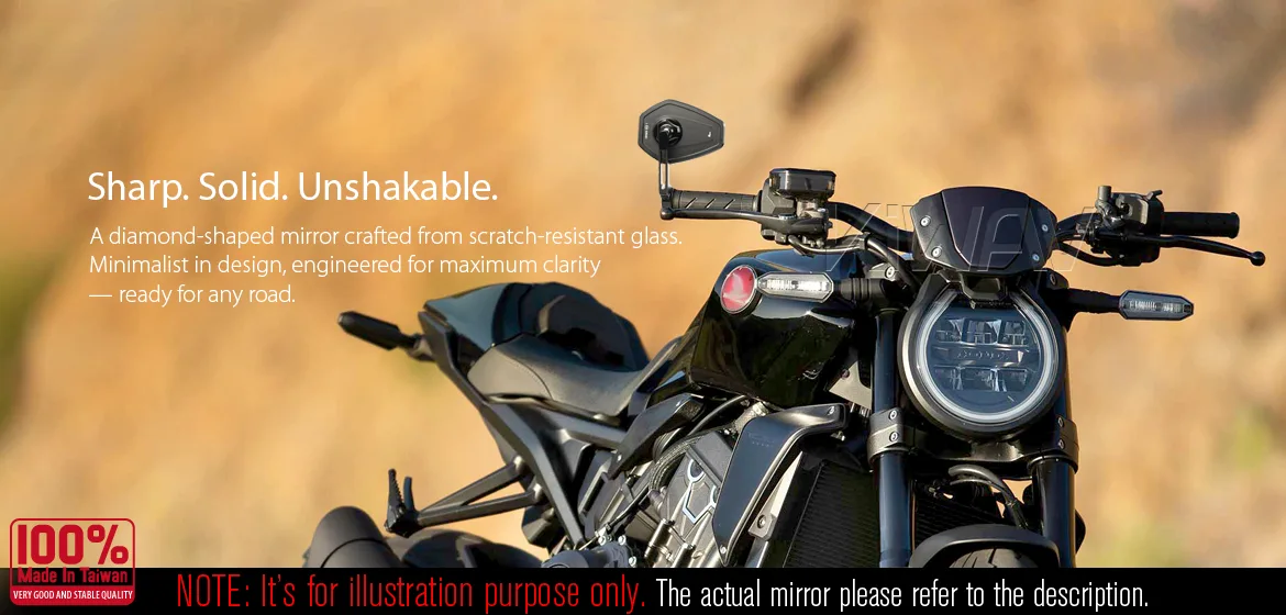 KiWAV motorcycle bar end mirror Blok black a piece for M6 threaded handlebars