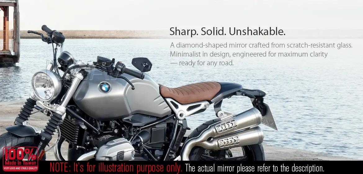 KiWAV motorcycle bar end mirror Blok black a piece compatible with BMW M12 threaded handlebar