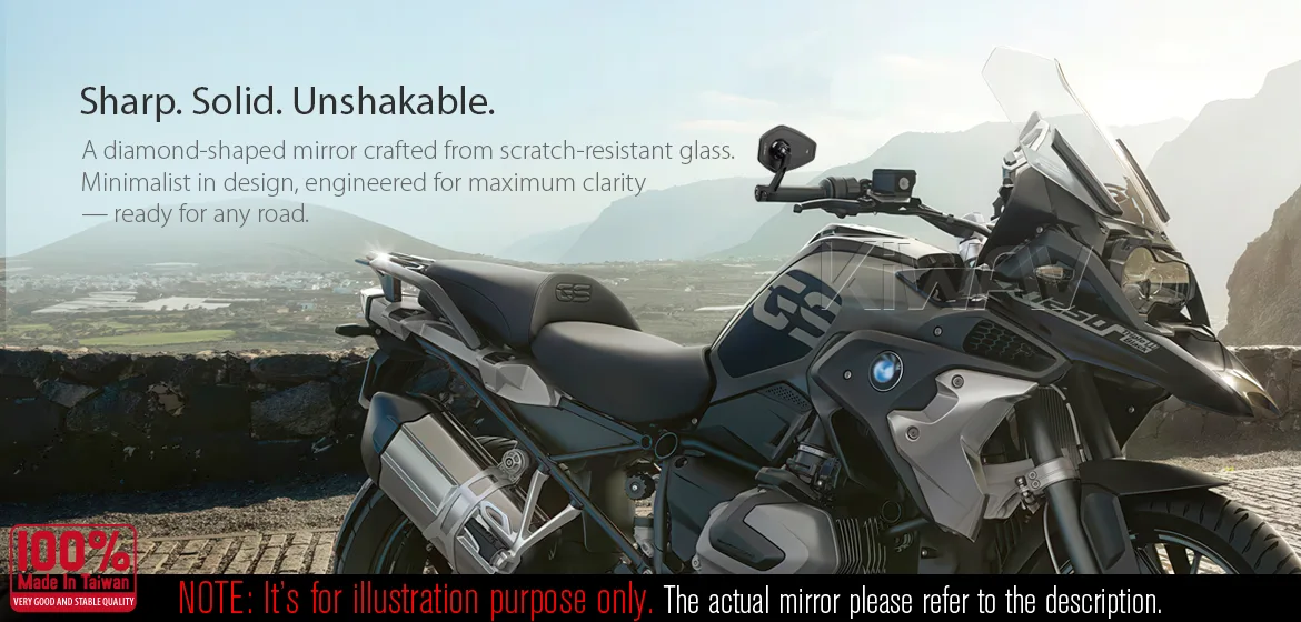 KiWAV motorcycle bar end mirror Blok black a piece compatible with BMW M10 threaded handlebar