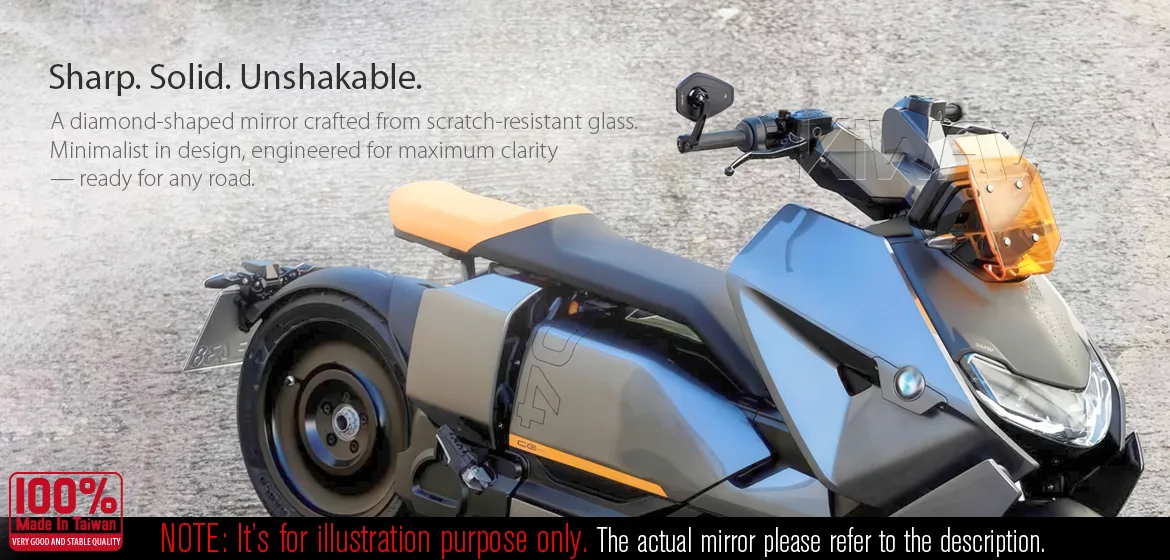 KiWAV motorcycle bar end mirror Blok black a piece compatible with BMW M8 threaded handlebar