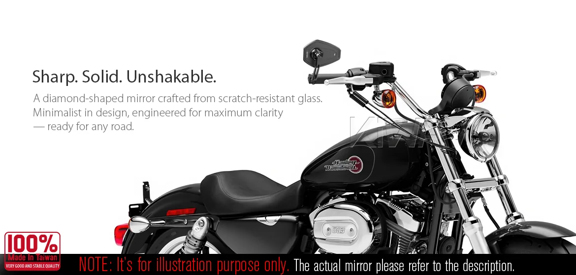 KiWAV motorcycle bar end mirror Blok black a piece compatible with Harley Davidson Sportster Dyna Softail XG street