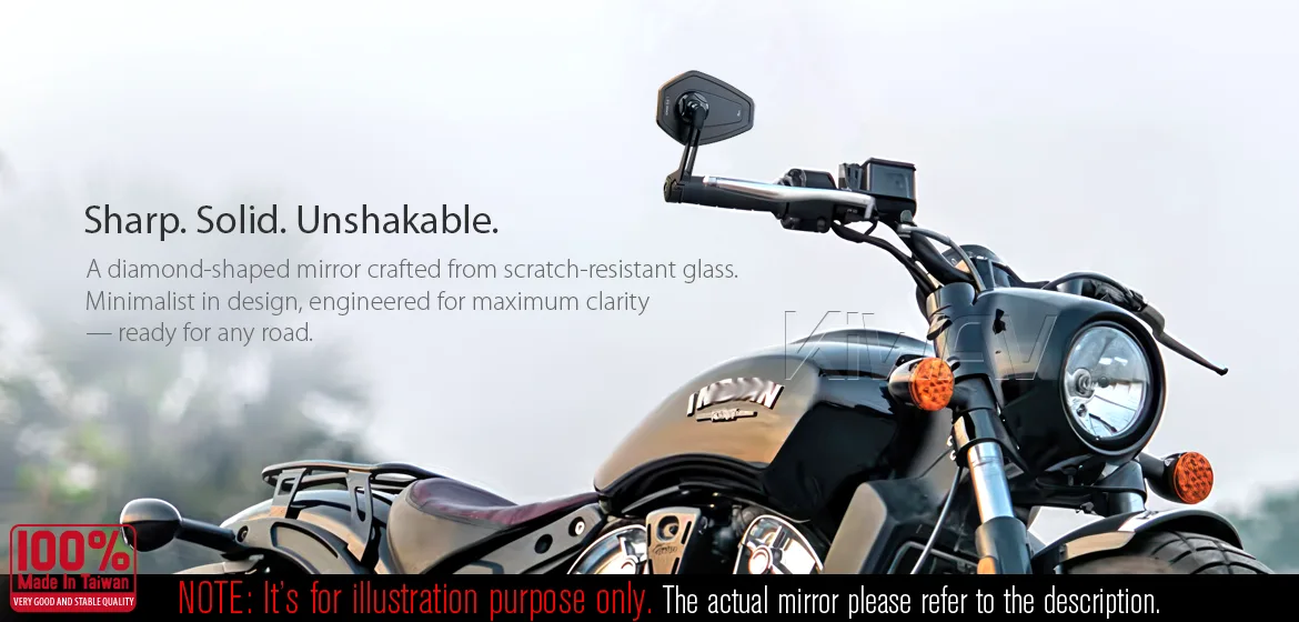 KiWAV motorcycle bar end mirror Blok black a piece compatible with Indian Scout Bobber