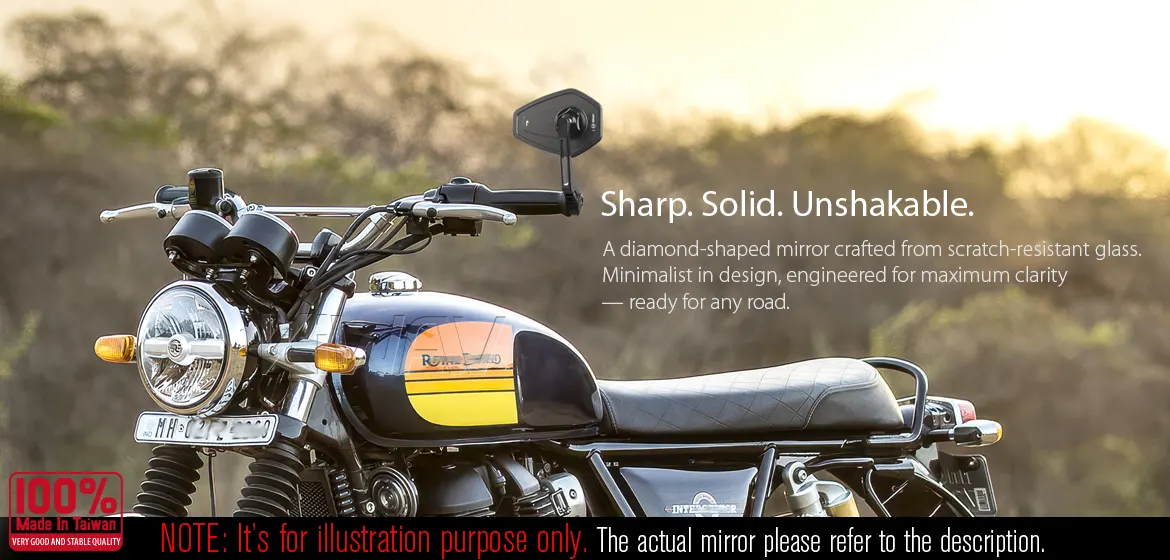 KiWAV motorcycle bar end mirror Blok black a piece compatible with Royal Enfield Interceptor 650