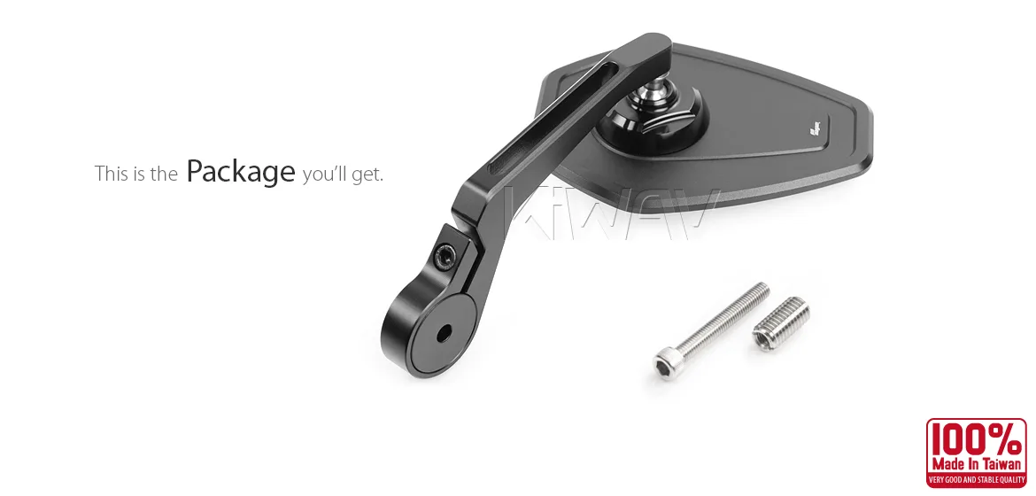 KiWAV motorcycle bar end mirror Blok black a piece compatible with BMW M10 threaded handlebar