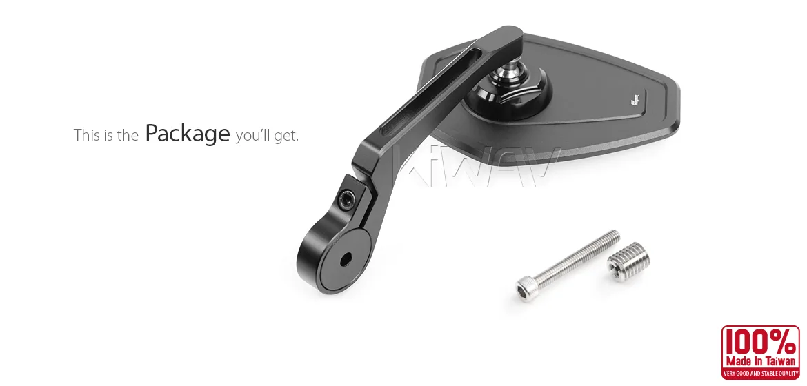 KiWAV motorcycle bar end mirror Blok black a piece compatible with BMW M12 threaded handlebar