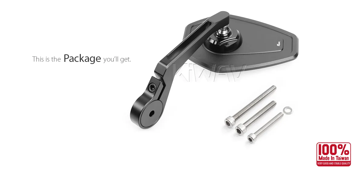 KiWAV motorcycle bar end mirror Blok black a piece compatible with Triumph air-cooled models