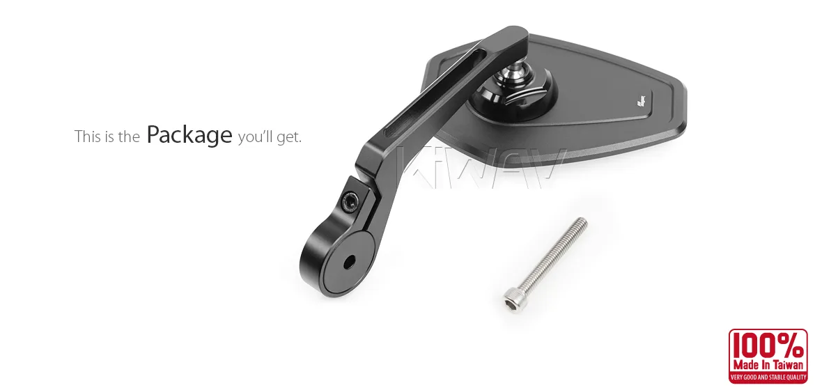 KiWAV motorcycle bar end mirror Blok black a piece for M6 threaded handlebars