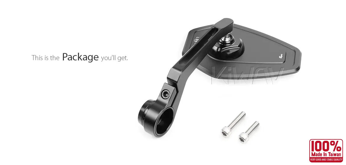 KiWAV motorcycle bar end mirror Blok black a piece compatible with Triumph water-cooled models