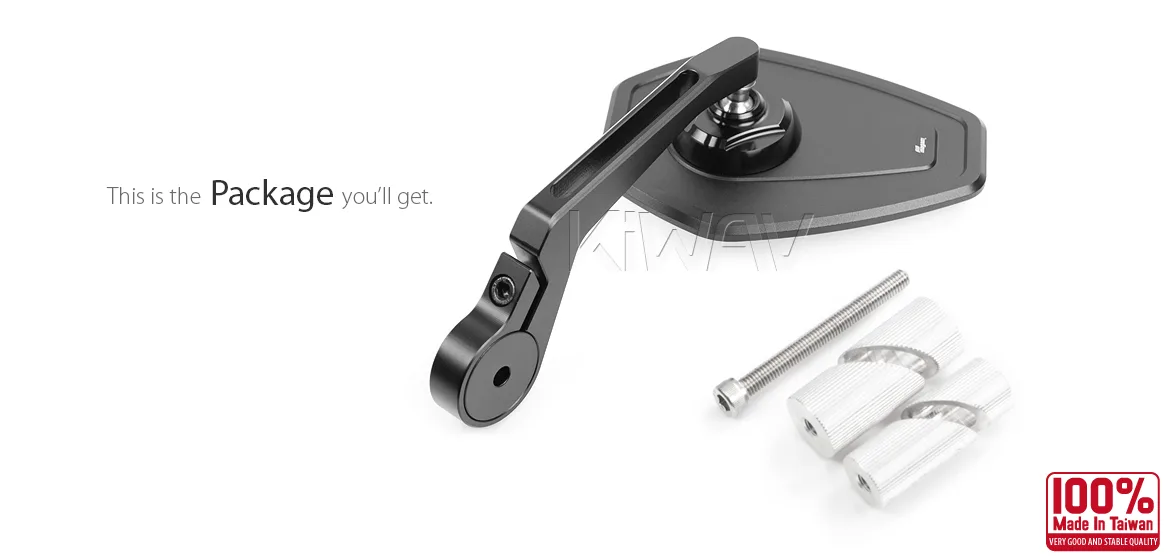 KiWAV motorcycle bar end mirror Blok black a piece for 1 & 1-1/4 inch hollow hollow end handlebars