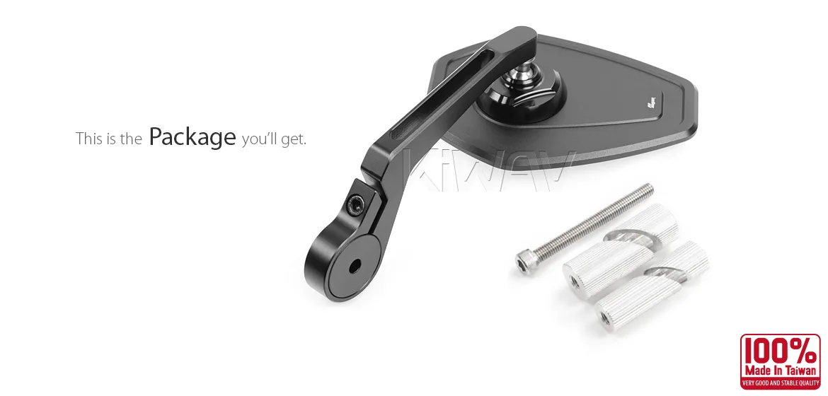 KiWAV motorcycle bar end mirror Blok black a piece for 7/8 inch hollow end handlebars