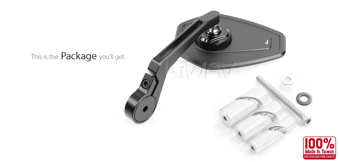 KiWAV motorcycle bar end mirror Blok black a piece compatible with Harley Davidson Sportster Dyna Softail XG street