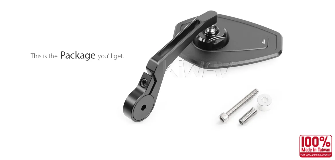 KiWAV motorcycle bar end mirror Blok black a piece compatible with Indian Scout Bobber