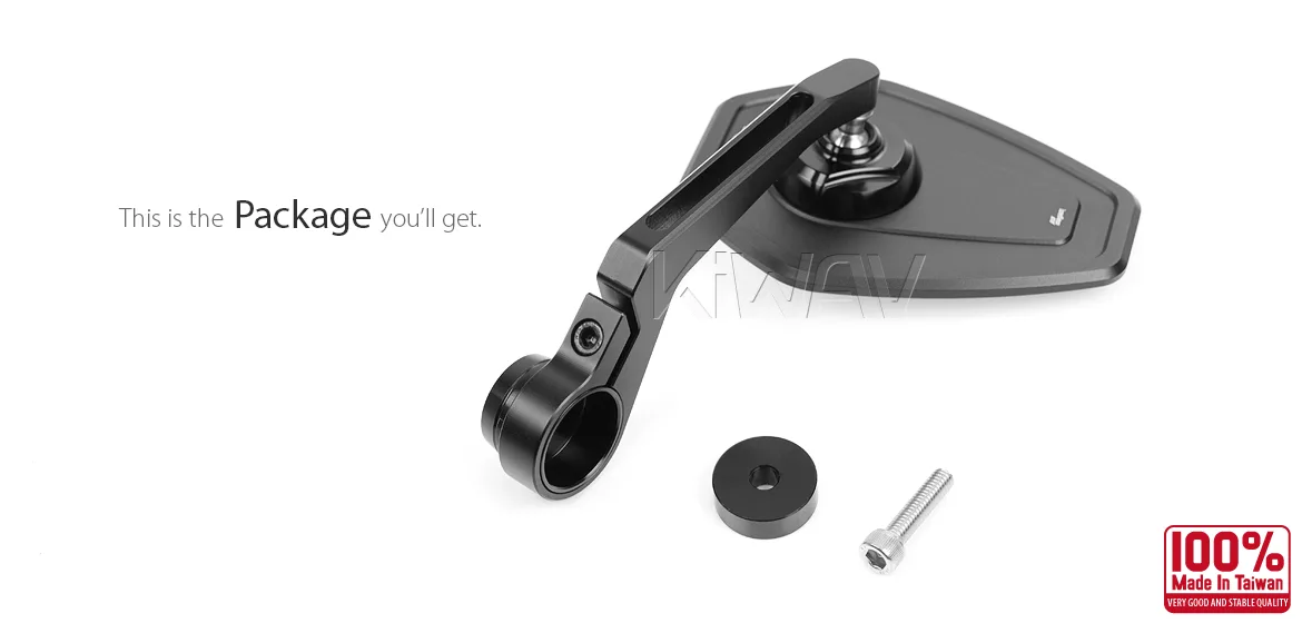 KiWAV motorcycle bar end mirror Blok black a piece compatible with Moto Guzzi
