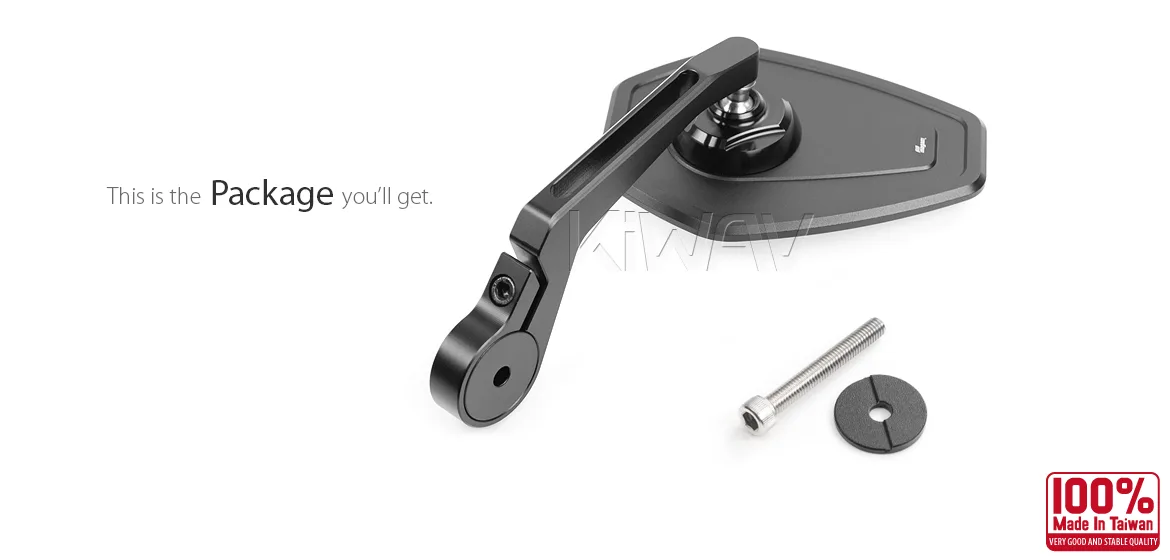 KiWAV motorcycle bar end mirror Blok black a piece compatible with Royal Enfield Interceptor 650