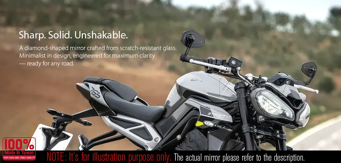 KiWAV motorcycle bar end mirror Blok black a pair compatible with Triumph air-cooled models