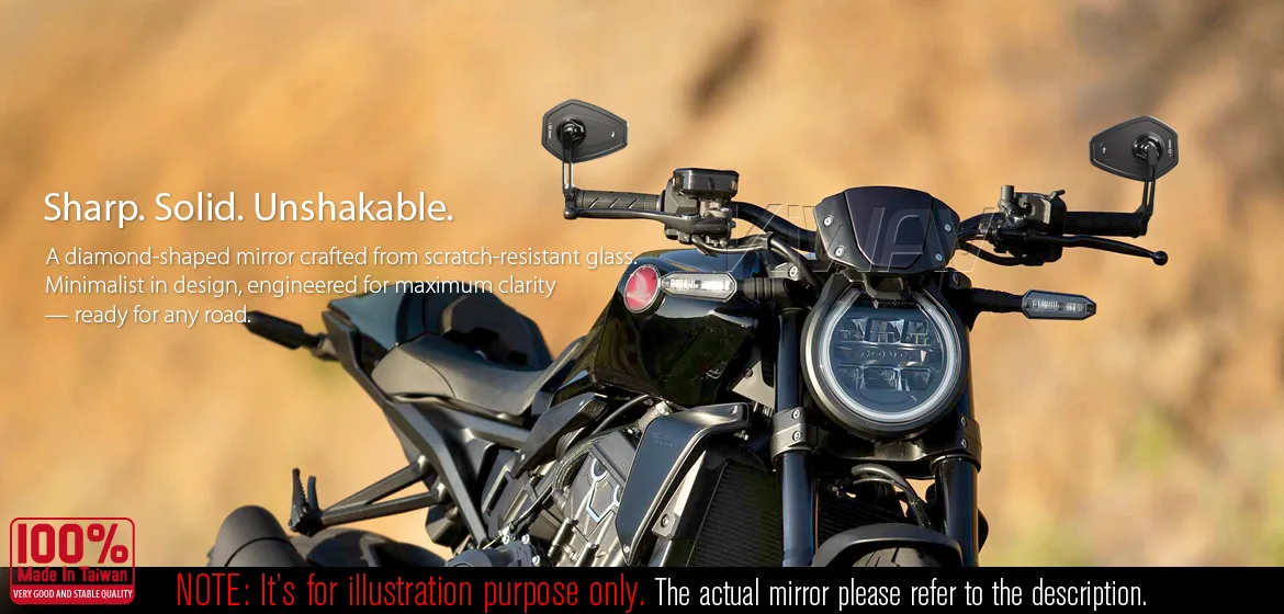 KiWAV motorcycle bar end mirror Blok black a pair for M6 threaded handlebars