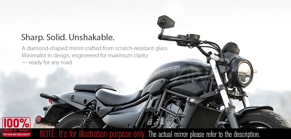 KiWAV motorcycle bar end mirror Blok black a pair for M8 threaded handlebars