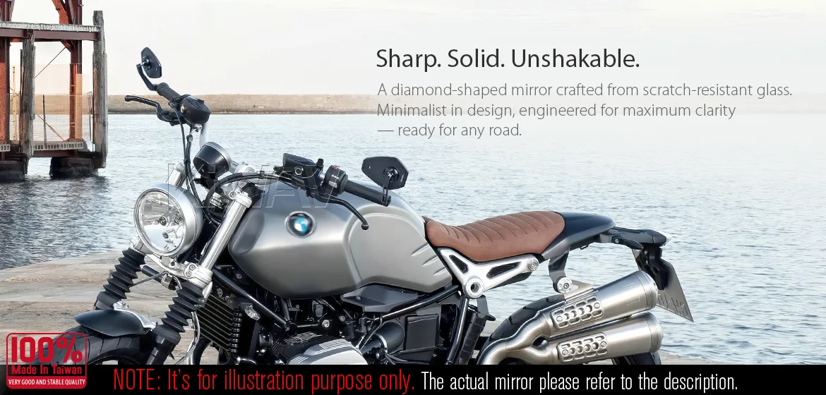KiWAV motorcycle bar end mirror Blok black a pair compatible with BMW M12 threaded handlebar