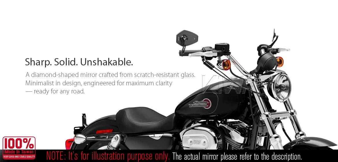 KiWAV motorcycle bar end mirror Blok black a pair compatible with Harley Davidson Sportster Dyna Softail XG street