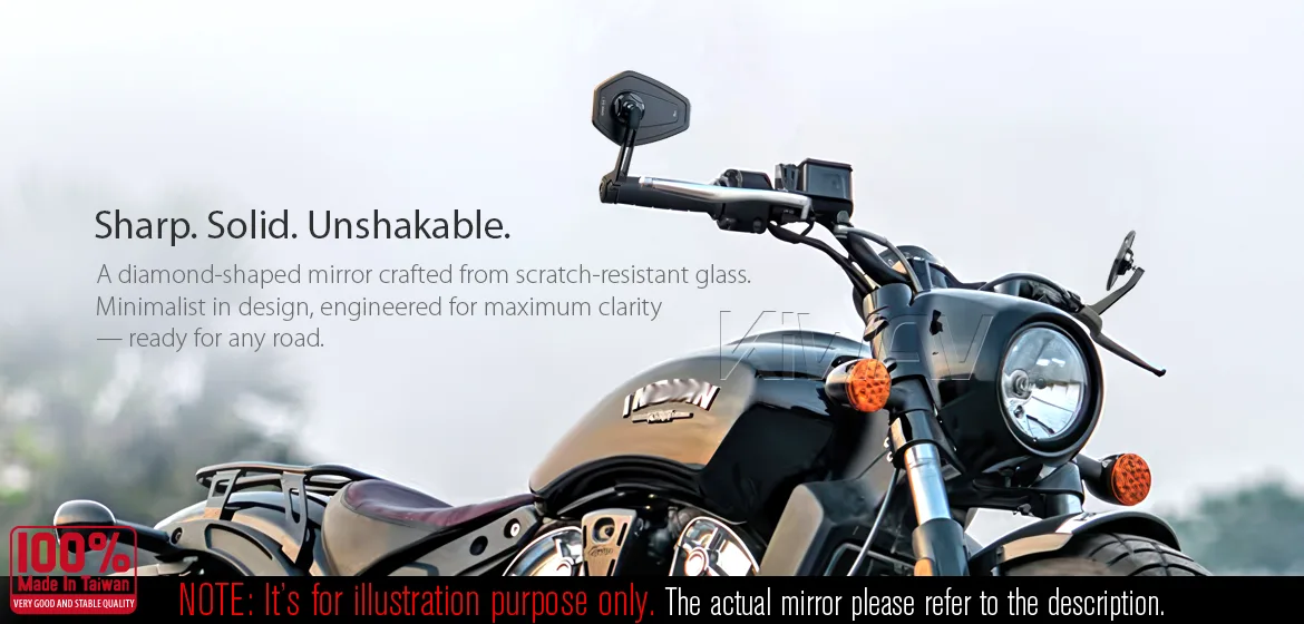 KiWAV motorcycle bar end mirror Blok black a pair compatible with Indian Scout Bobber