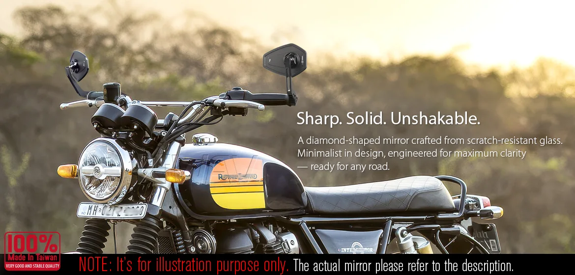 KiWAV motorcycle bar end mirror Blok black a pair compatible with Royal Enfield Interceptor 650