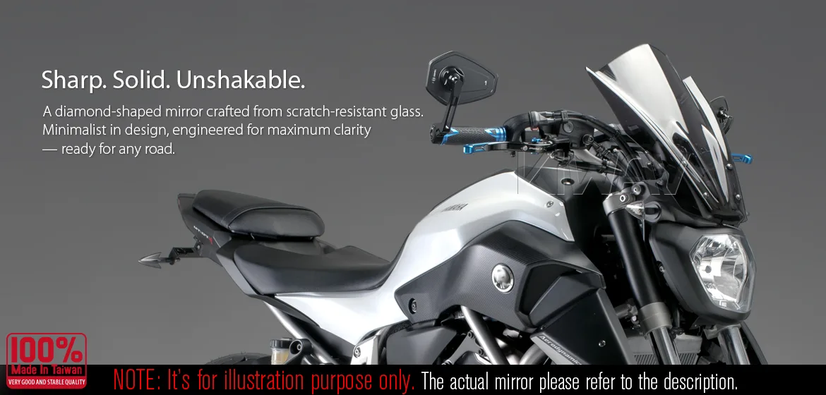 KiWAV motorcycle bar end mirror Blok black a pair compatible with Yamaha M16 threaded handlebars
