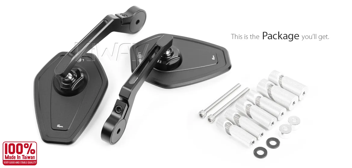 KiWAV motorcycle bar end mirror Blok black a pair compatible with Harley Davidson Sportster Dyna Softail XG street