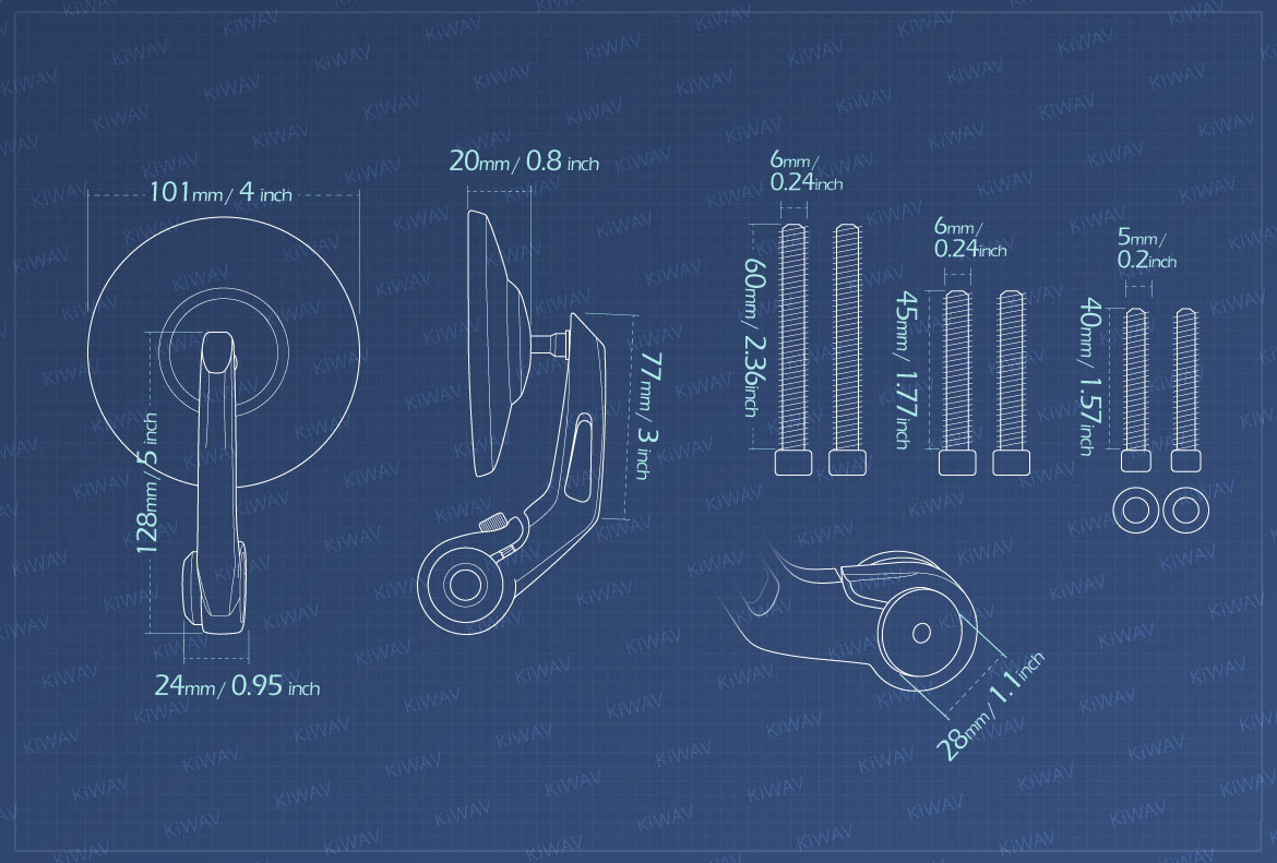 Measurement of KiWAV Bob motorcycle bar end mirrors