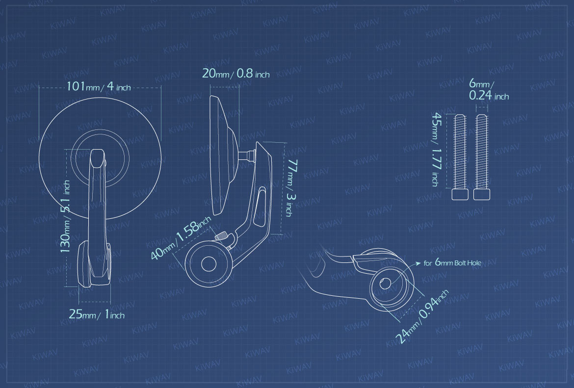 Measurement of KiWAV Bob motorcycle bar end mirrors