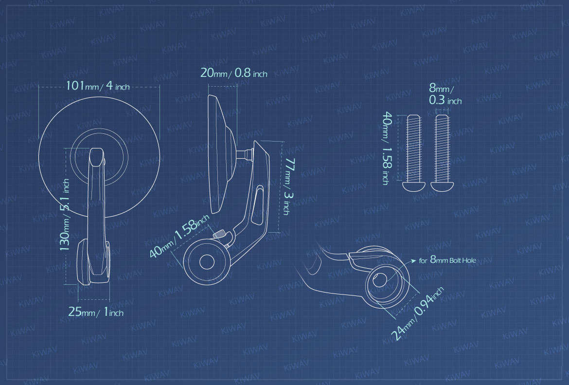 Measurement of KiWAV Bob motorcycle bar end mirrors