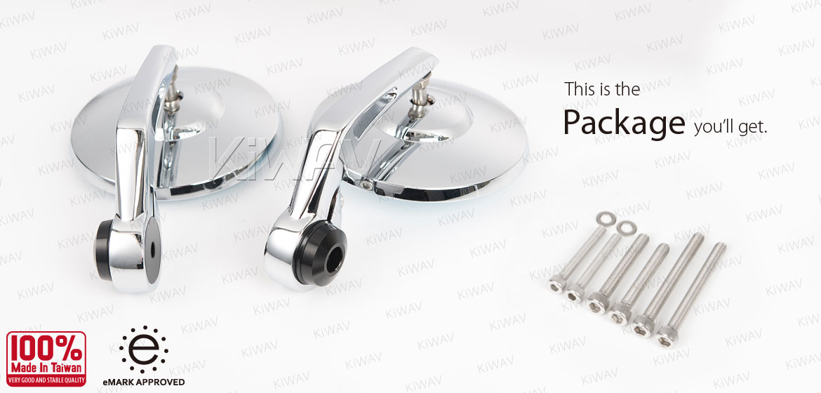 KiWAV motorcycle bar end mirrors Bob chrome for Triumph