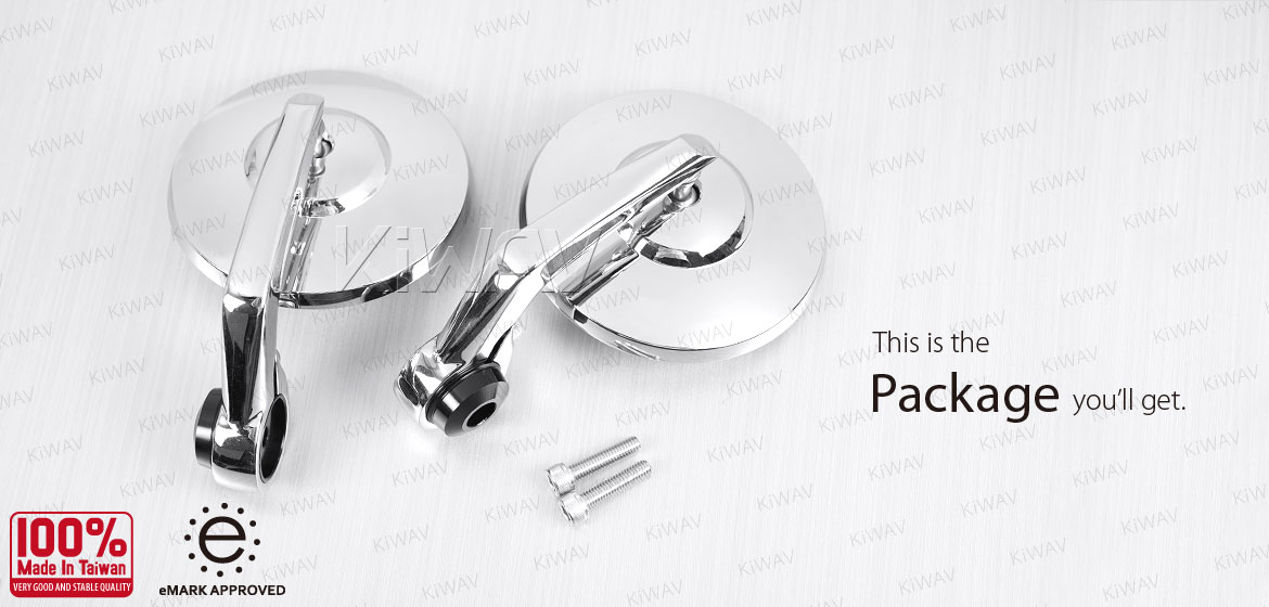 KiWAV motorcycle bar end mirrors Bob chrome for most Moto Guzzi motorcycles