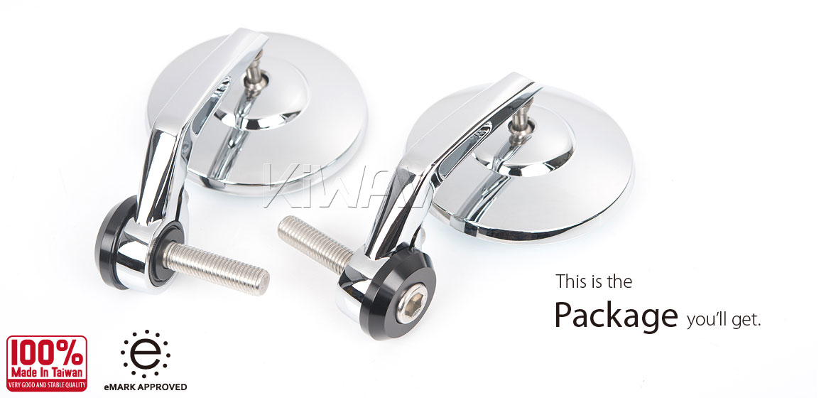 KiWAV motorcycle bar end mirrors Bob chrome for BMW