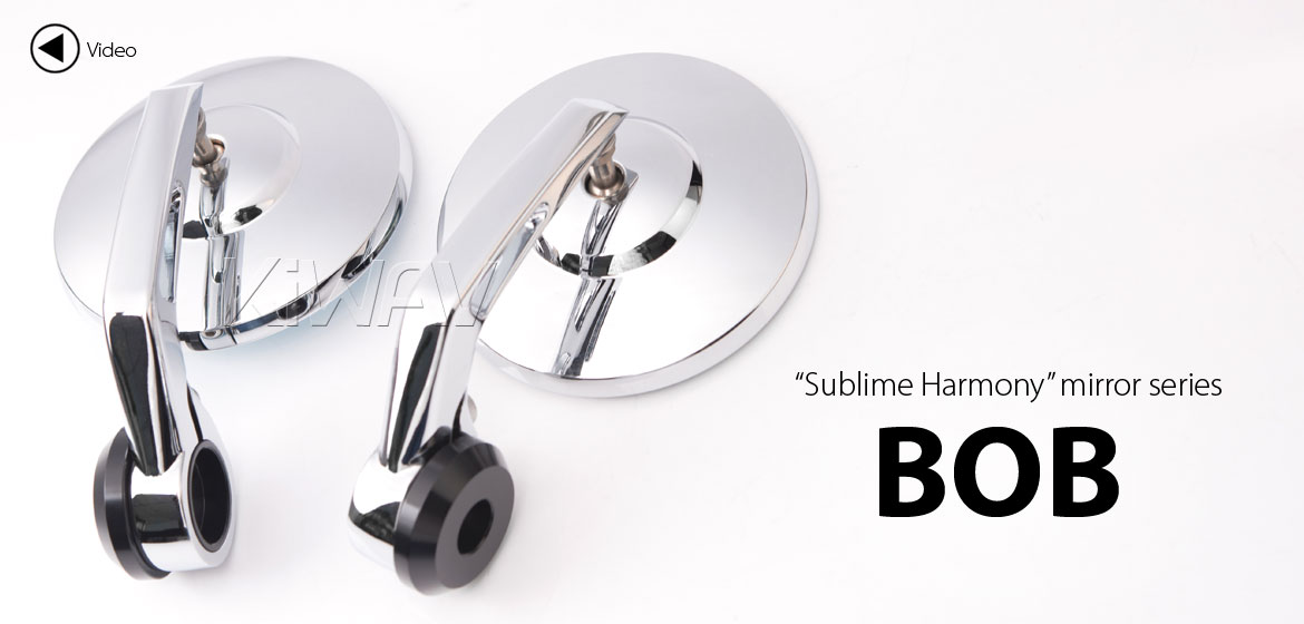 KiWAV motorcycle bar end mirrors Bob chrome for Indian