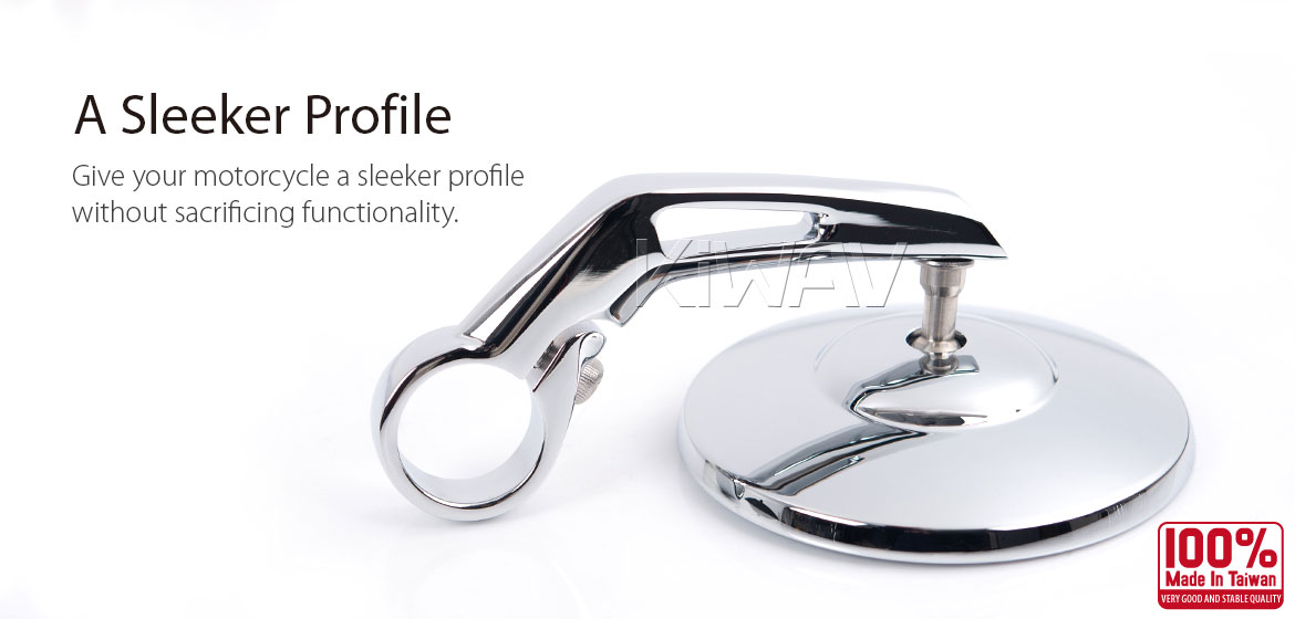 KiWAV motorcycle bar end mirrors Bob chrome for 22/25mm handlebar