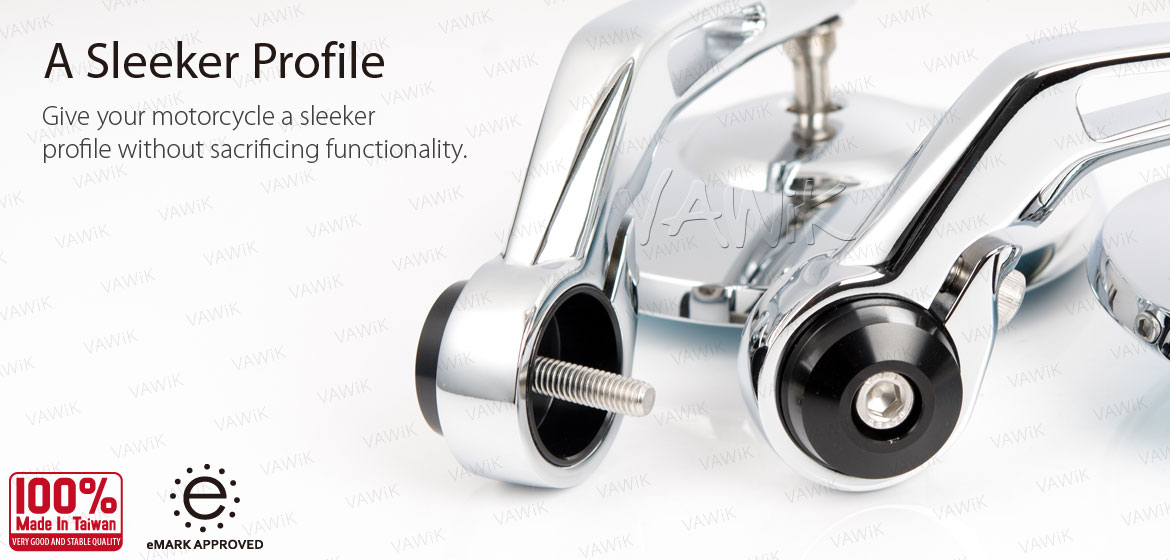 VAWiK motorcycle bar end mirrors Bob chrome for Triumph water-cooled motorcycles