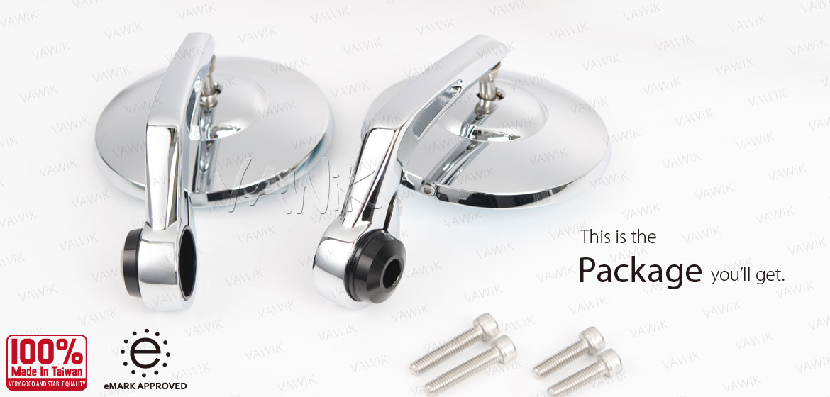 VAWiK motorcycle bar end mirrors Bob chrome for Triumph water-cooled motorcycles