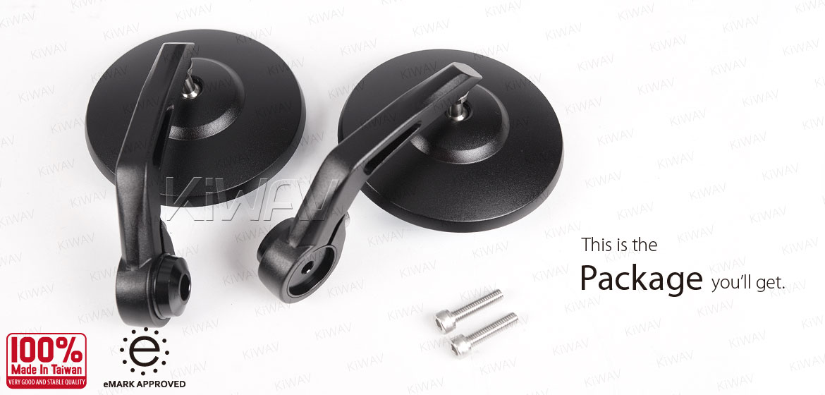 KiWAV motorcycle bar end mirrors Bob black for most Moto Guzzi motorcycles