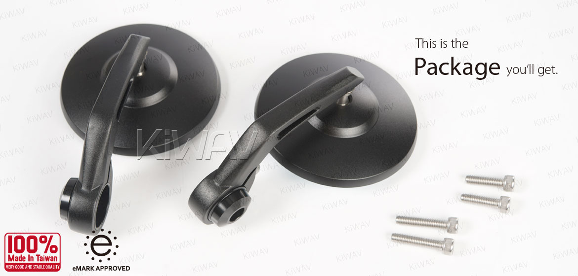 KiWAV motorcycle bar end mirrors Bob black for Triumph water-cooled motorcycles