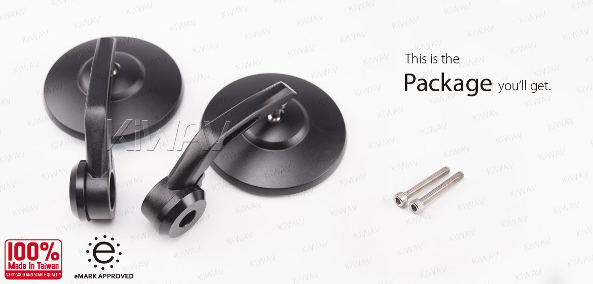 KiWAV motorcycle bar end mirrors Bob black for M6 threaded