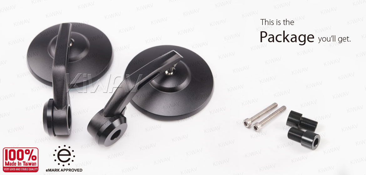 KiWAV motorcycle bar end mirrors Bob black for most Yamaha with M16 threaded
