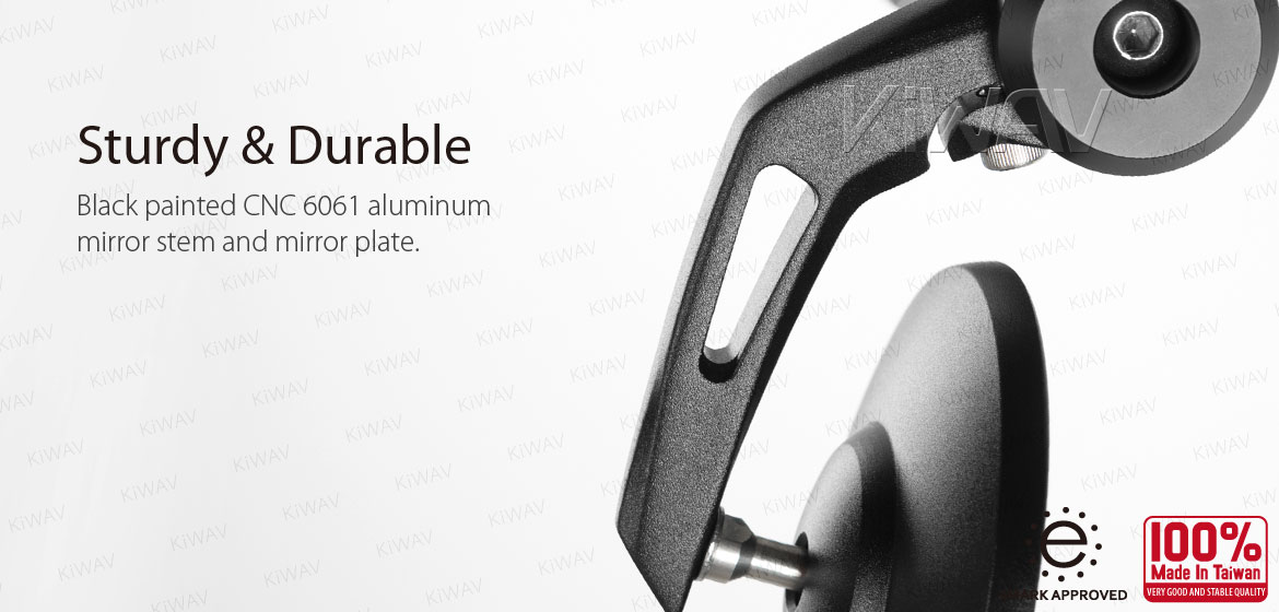 KiWAV バーエンドミラー ボブ 黒 16mmネジ式 Yamahaヤマハモデルに取付