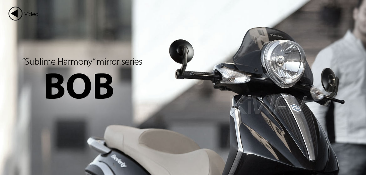 KiWAV motorcycle bar end mirrors Bob black universal fit w/ 6mm threaded or hollow bar