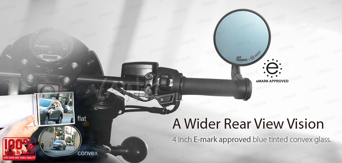 VAWiK motorcycle bar end mirrors Bob black universal fit w/ 6mm threaded or hollow bar