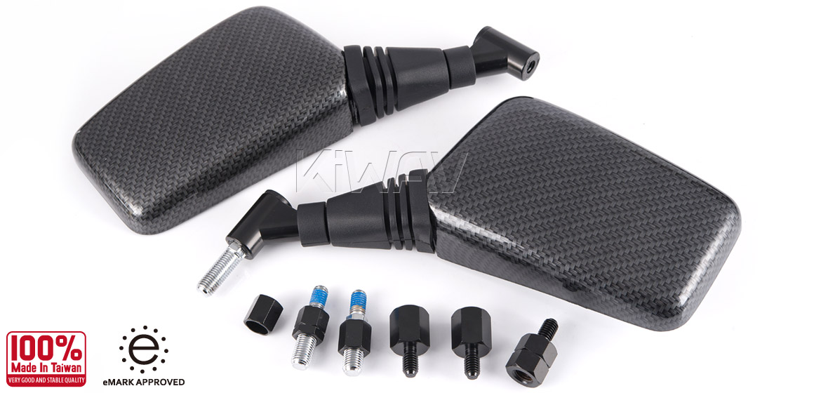 Magazi Brick carbon 8mm mirrors a pair for motorcycle, golf cart