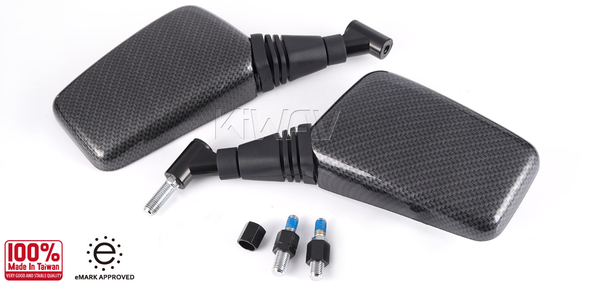 Magazi Brick carbon 10mm mirrors a pair for motorcycle, golf cart