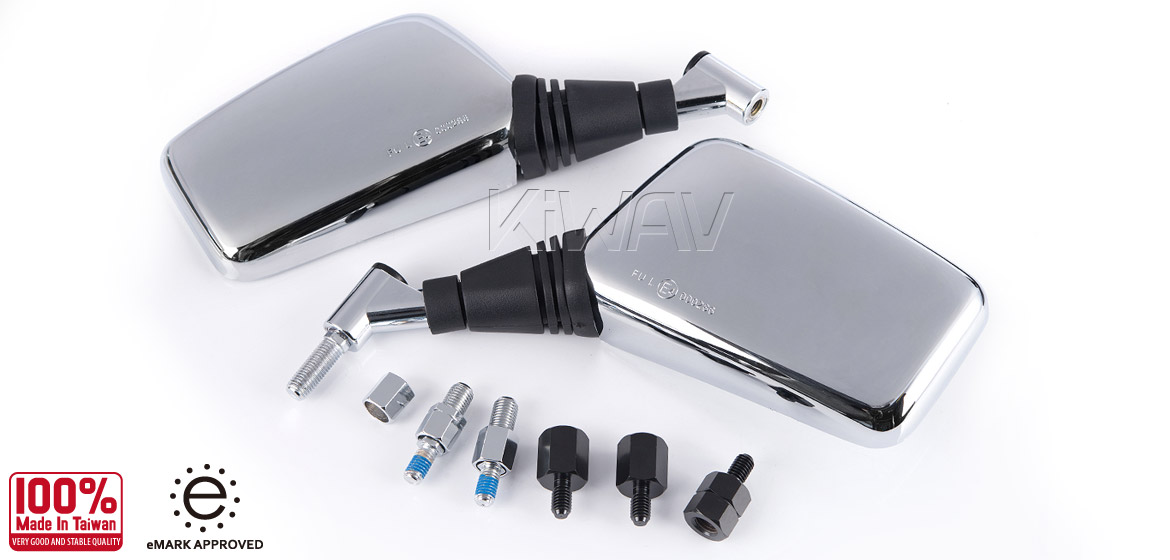 Magazi Brick chrome 8mm mirrors a pair for motorcycle, golf cart
