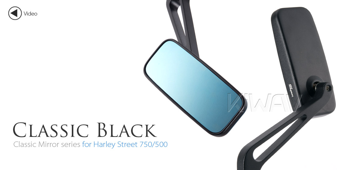 KiWAV Classic black motorcycle mirrors fit Halrey street 750 500